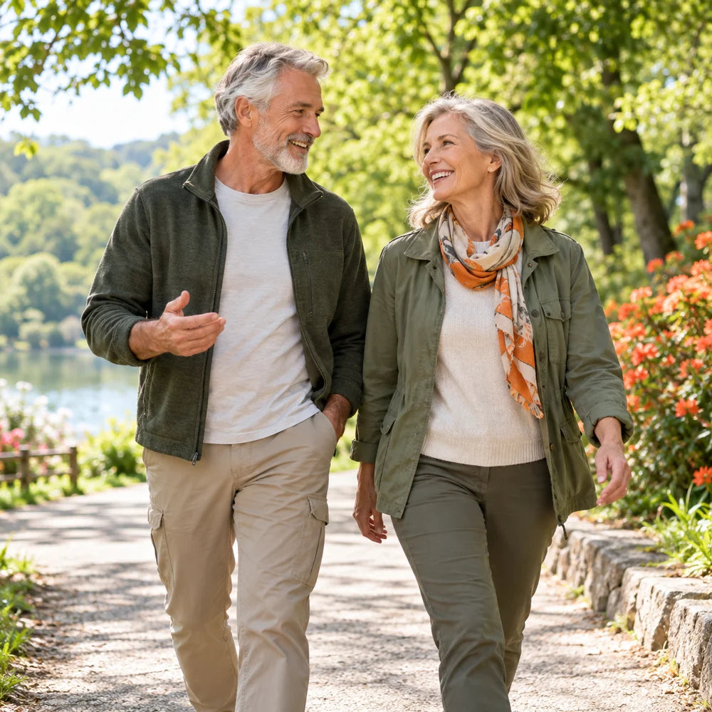 Illustrative mature adult Walking scene